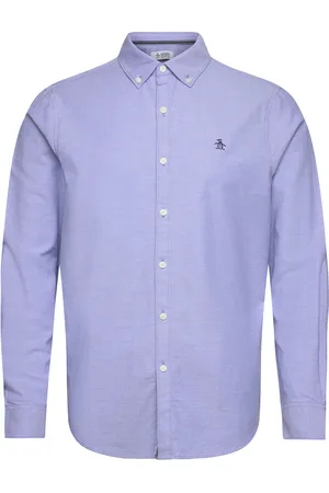 Original Penguin Ls Oxford Strtch No Tops Shirts Casual Blue