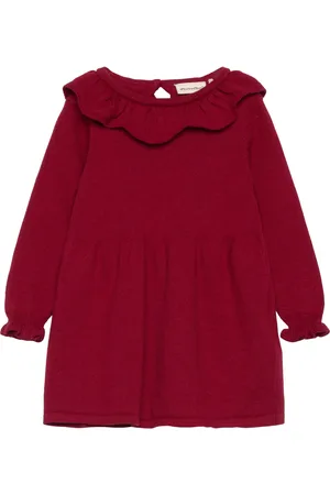 Minymo Dress Knit Dresses & Skirts Dresses Baby Dresses Long-sleeved Baby Dresses Burgundy
