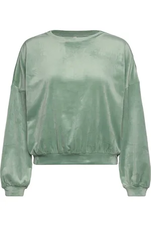 Hunkemöller Top Ls Velours Crew Top Green