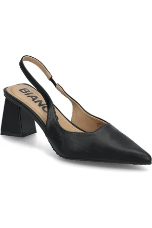 Bianco Biamaralyn Slingback Smooth Faux Leather Shoes Sling Backs Heeled Slingbacks Black