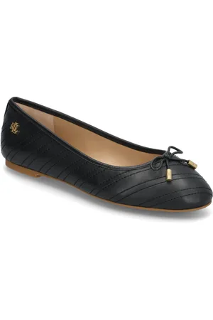 Ralph Lauren Jayna Stitched Leather Flat Ballerinasko Ballerinaer Black