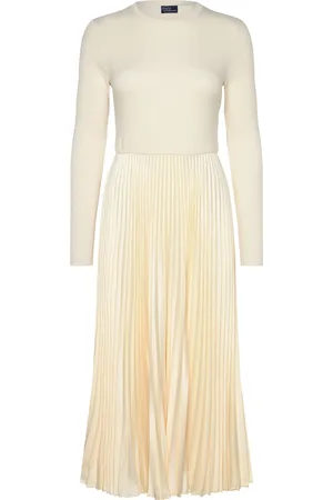 Ralph Lauren Sweater-Bodice Long-Sleeve Dress Knælang Kjole Cream