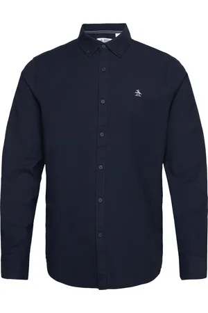 Original Penguin Ls Oxford Strtch No Tops Shirts Casual Navy