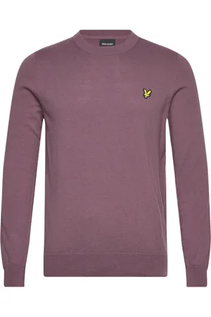 Lyle & Scott Cotton Merino Crew Neck Jumper Tops Knitwear Round Necks Purple