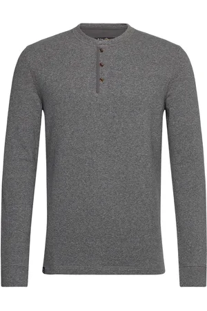 Superdry Merchant Grandad Top Tops T-Langærmet Skjorte Grey