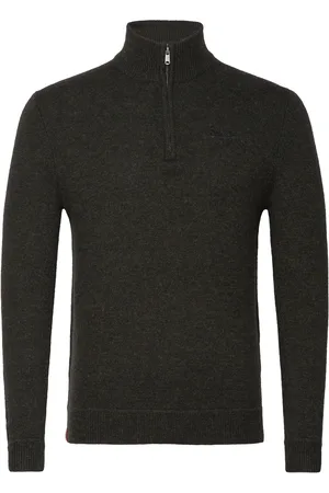 Superdry Essential Emb Knit Half Zip Tops Knitwear Half Zip Jumpers Khaki Green