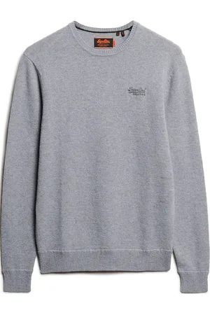 Superdry Essential Slim Fit Crew Jumper Tops Knitwear Round Necks Grey