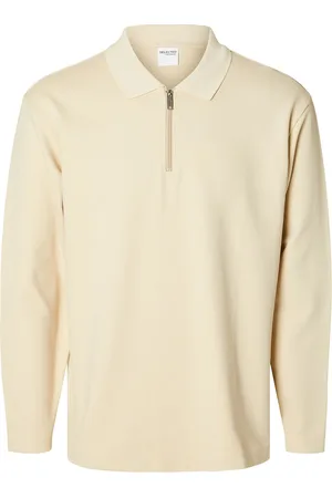SELECTED Slhrelaxhank Ls Polo Sweat Tops Polos Long-sleeved Cream