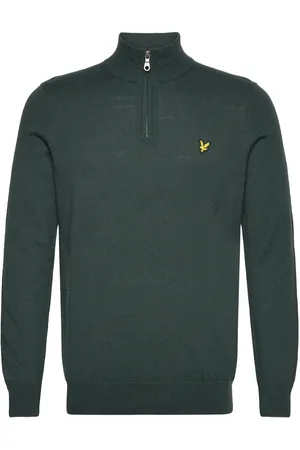 Lyle & Scott Cotton Merino Quarter Zip Jumper Tops Knitwear Half Zip Jumpers Green