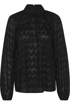 Kaffe Kasmilla Lace Blouse Tops Blouses Long-sleeved Black