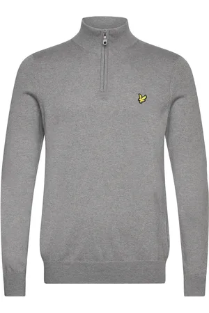 Lyle & Scott Cotton Merino Quarter Zip Jumper Tops Knitwear Half Zip Jumpers Grey
