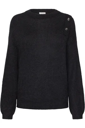 Dante 6 Bruni Fancy Button Sweater Tops Knitwear Jumpers Black