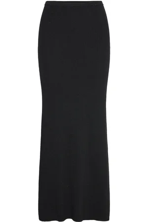 SELECTED Slflura Lurex Hw Knit Skirt Skirts Maxi Skirts Black