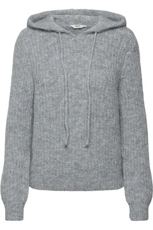 Object Objmilu Ls Re Knit Hoodie Noos Tops Sweatshirts & Hoodies Hoodies Grey