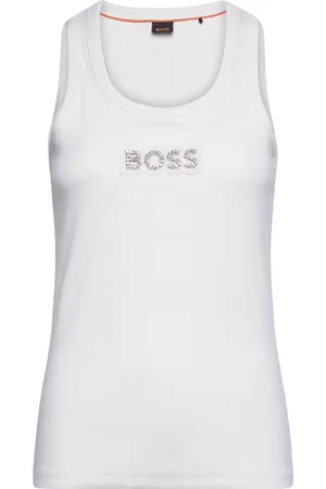 HUGO BOSS C_Ematite_St Badge Tops T-shirts & Tops Sleeveless White