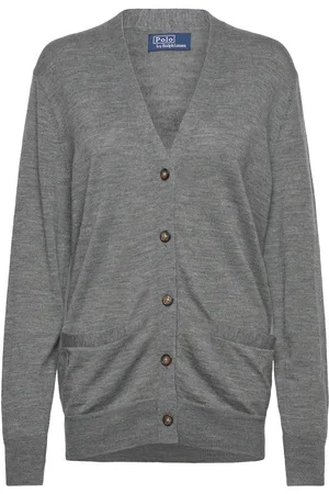 Ralph Lauren Wool Long Cardigan Tops Knitwear Cardigans Grey
