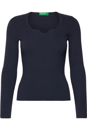 Benetton Sweater L/S Tops Knitwear Jumpers Navy