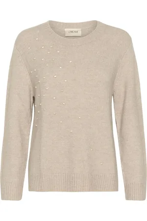 Cream Crpumpkin Knit Pullover Tops Knitwear Jumpers Beige