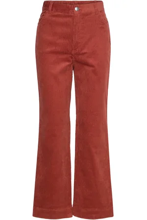 Monki Regular Waist Straight Leg Corduroy Trousers Bottoms Trousers Straight Leg Red