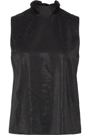Karl Lagerfeld Rhinest Evening Top Tops Blouses Sleeveless Black