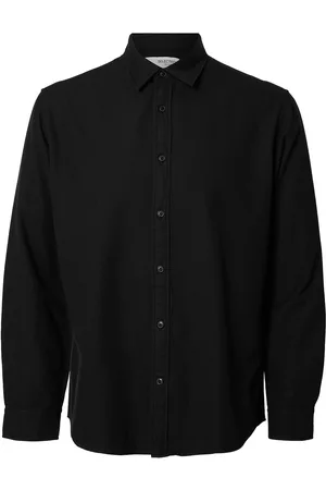 SELECTED Slhreg-Owen Flannel Mix Shirt Ls Tops Shirts Casual Black