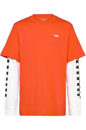 Vans By Long Check Twofer Boys Tops T-shirts Long-sleeved T-Skjorte Red