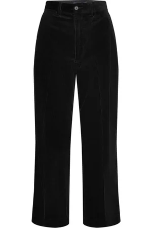 Ralph Lauren Corduroy Wide-Leg Cropped Pant Bottoms Jeans Wide Black
