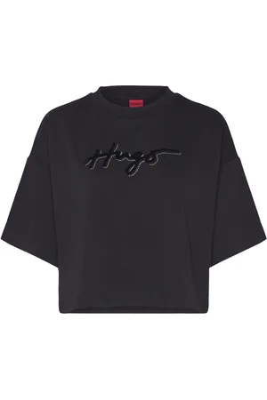HUGO BOSS Cropped Tee_9 Tops Crop Tops Short-sleeved Crop Tops Black