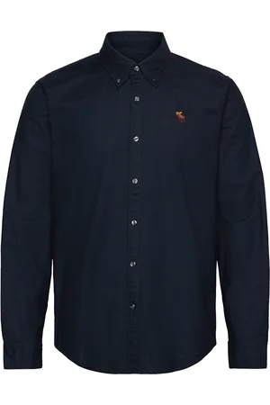 Abercrombie & Fitch Anf Mens Wovens Tops Shirts Casual Navy