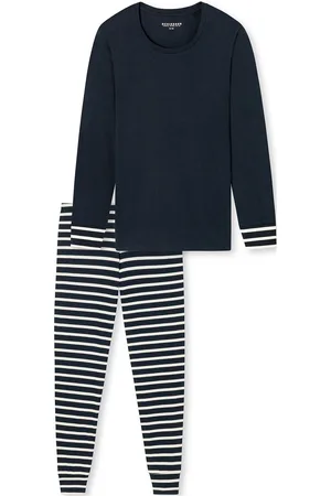 Schiesser Pyjama Long Pyjamas Nattøj Navy