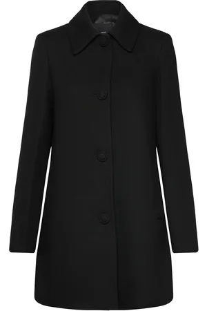 MANGO Straight-Fit Coat With Buttons Uldfrakke Frakke Black