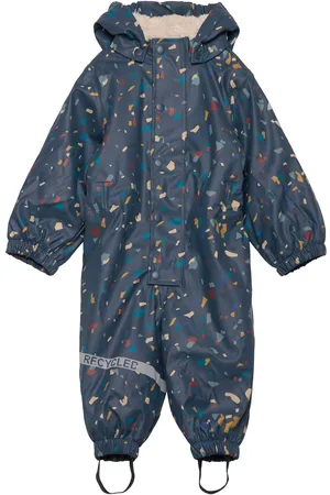 Mikk-Line Pu Aop Rain Suit Teddy Rec Outerwear Coveralls Rainwear Coveralls Blue