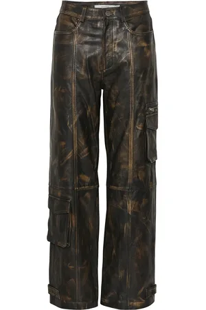 Gestuz Lineragz Pants Bottoms Trousers Leather Leggings-Bukser Black