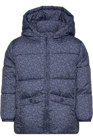 MANGO Flowers Print Quilted Anorak Foret Jakke Navy