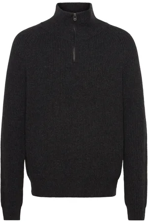 Woodbird Wblass Wool Half-Zip Designers Knitwear Half Zip Jumpers Black