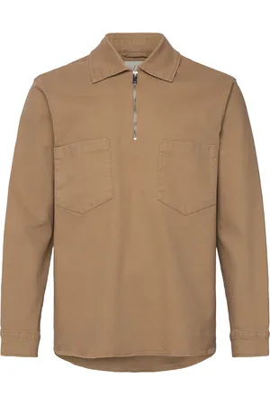 Solid Sdneck Tops Overshirts Brown