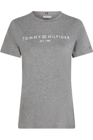 Tommy Hilfiger Reg Corp Logo C-Nk Ss Tops T-shirts & Tops Short-sleeved Grey