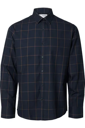 SELECTED Slhreg-Harry Mix Shirt Ls Tops Shirts Business Navy
