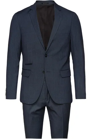 Lindbergh Checked Mens Suit Habit Blue