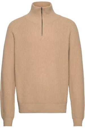 Woodbird Wblass Wool Half-Zip Designers Knitwear Half Zip Jumpers Brown