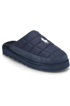Ralph Lauren Reade Suede-Trim Quilted Scuff Slipper Slippers Hjemmesko Navy