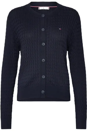 Tommy Hilfiger Co Cable Fine Gg C-Nk Cardi Ls Tops Knitwear Cardigans Navy