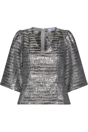 Minus Msmelbi V-Neck Blouse Tops Blouses Short-sleeved Silver