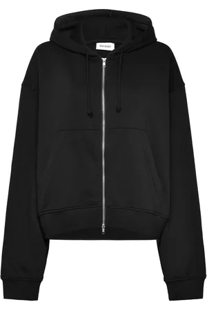 Weekday Boxy Zip Hoodie Tops Sweatshirts & Hoodies Hoodies Black