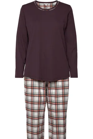 Lady Avenue Cotton Flannel Pyjamas Pyjamas Nattøj Burgundy
