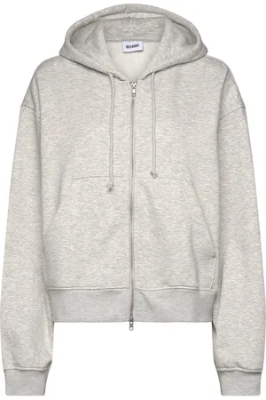 Weekday Boxy Zip Hoodie Tops Sweatshirts & Hoodies Hoodies Grey