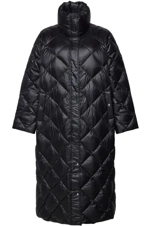 Ralph Lauren Diamond-Quilted Down Funnelneck Maxicoat Quiltet Jakke Black