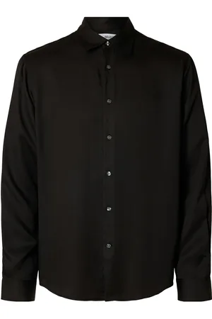 SELECTED Slhrelaxcharlie Satin Ls Shirt Tops Shirts Casual Black