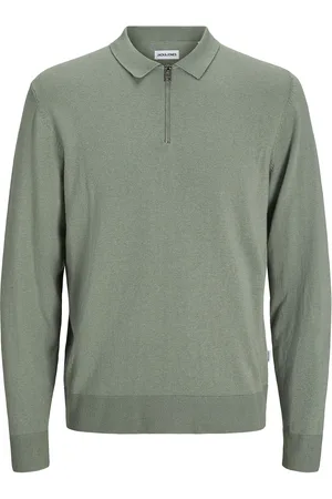 JACK & JONES Jjeemil Knit Polo Half Zip Ls Noos Tops Knitwear Half Zip Jumpers Green Jack & J S