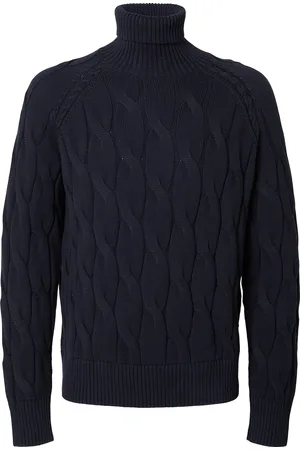 SELECTED Slhcallo Ls Knit Relaxed Cable Roll Neck Tops Knitwear Turtlenecks Navy